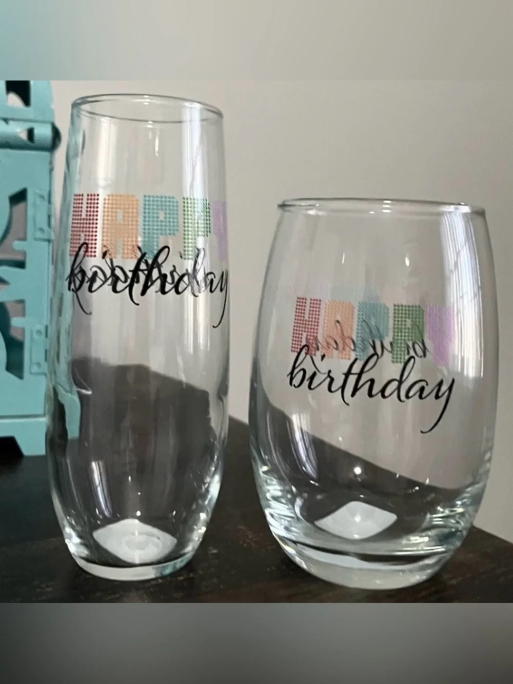 “Happy Birthday” Cristar Clear Wine Glass  Set of 2 🎂🆕🎂